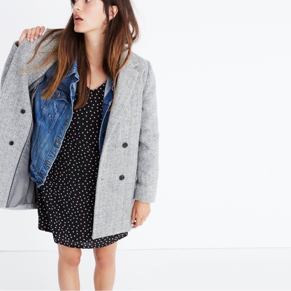 MADEWELL Herringbone Blazer Coat Heather Pewter Boyfriend Fit Size Large - Picture 3 of 7